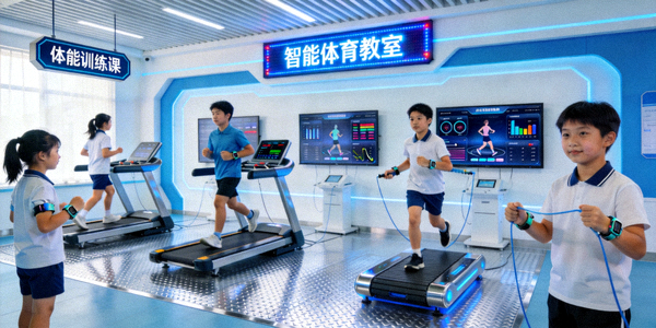 学校体育教育系统 - 学生在智能体育教室上课